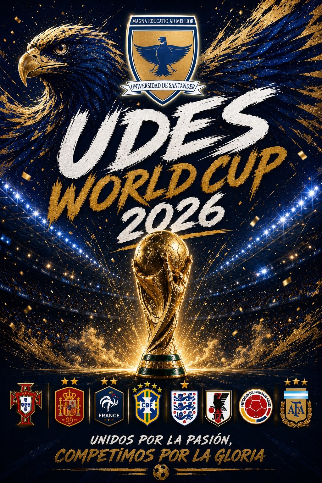 Flyer de invitación de UDES WORLD CUP 2026